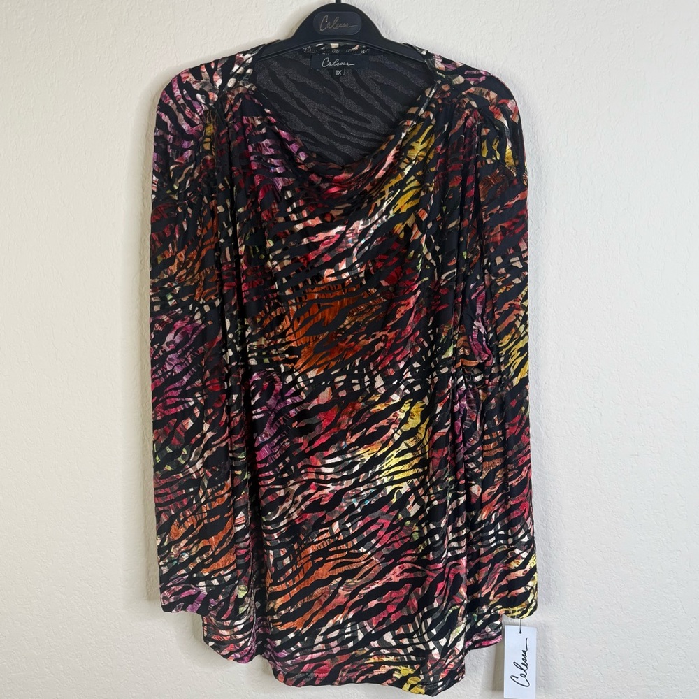 NWT Calessa Velvet Burnout Top Womens Plus Sz 1X